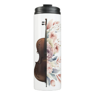 Violin with flowers. thermal tumbler