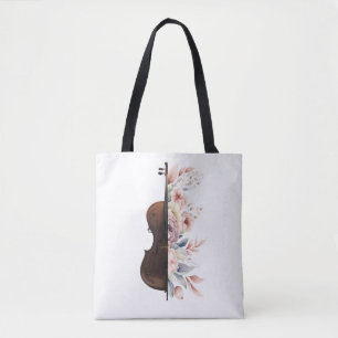 Violin with flowers. tote bag