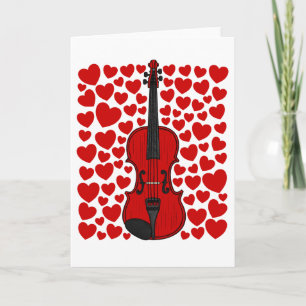Violin With Hearts Valentines Anniversary Card
