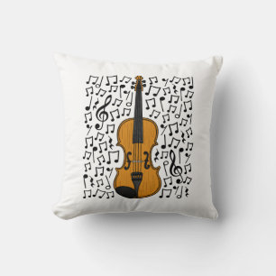 Violin With Musical Notes, Violinist Music Teacher Cushion
