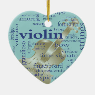 Violin Words Ceramic Tree Decoration