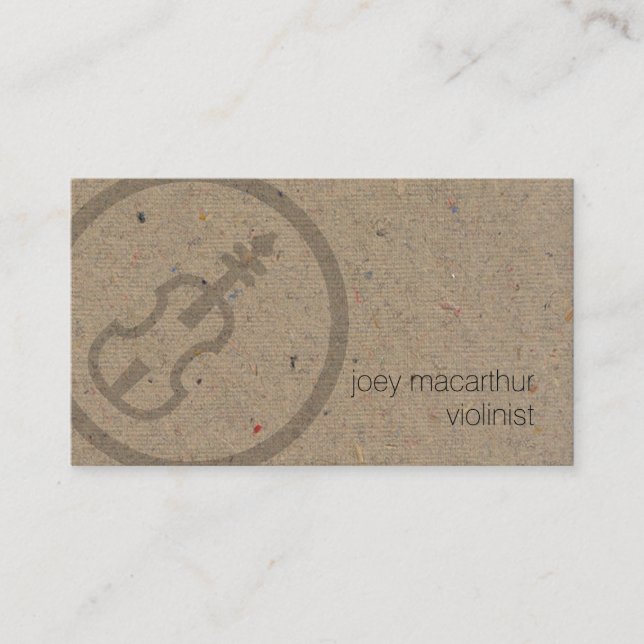 Violinist Bold Violin Icon Music Business Card (Front)
