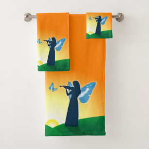 Violinist & Butterfly Bath Towel Set