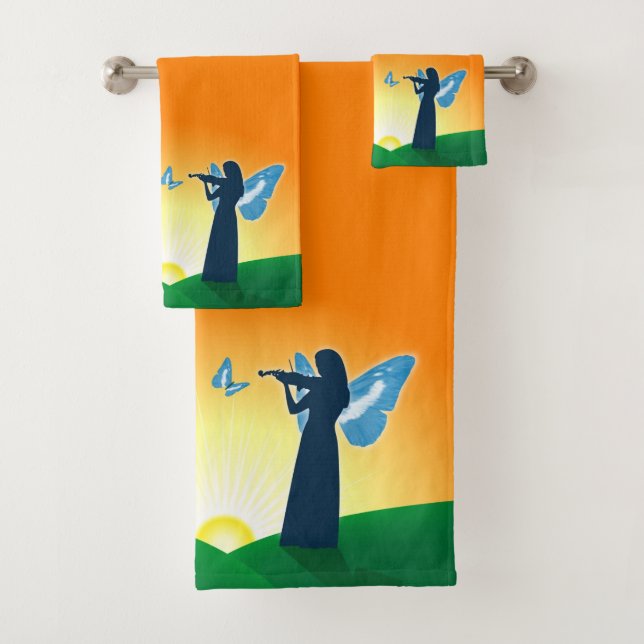 Violinist & Butterfly Bath Towel Set (Insitu)