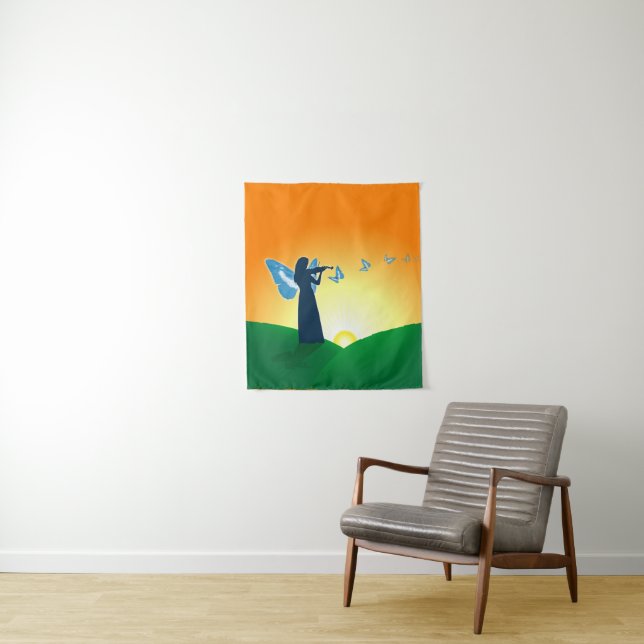 Violinist & Butterfly Tapestry (In Situ)