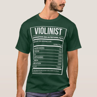 Violinist Funny Violin Nutrition Label for Women T-Shirt
