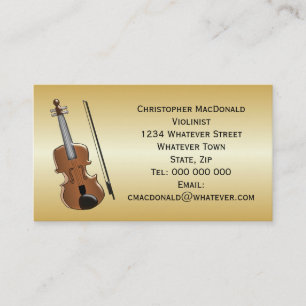 Violinist Gold Coloured Personalised Business Card