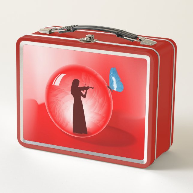 Violinist in Sphere Metal Lunch Box (Front)