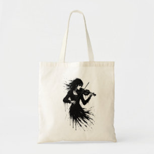 Violinist in the Unraveling – Ink‑Dissolve Figure Tote Bag