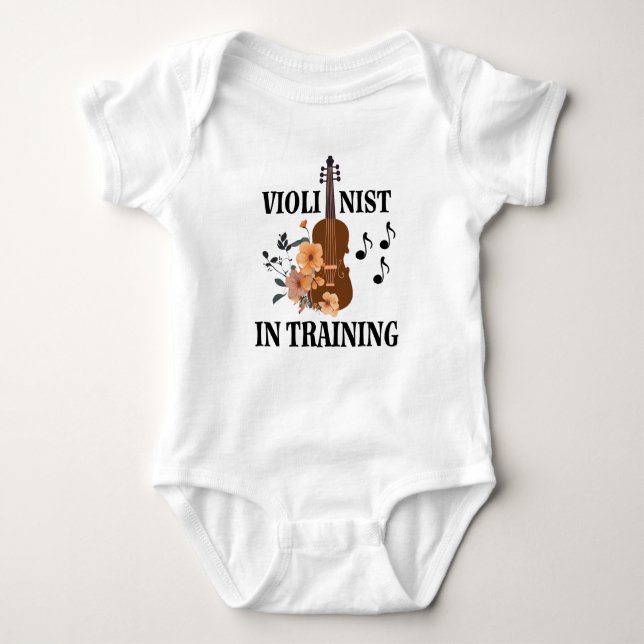 Violinist in Training Violin Music Baby Bodysuit (Front)