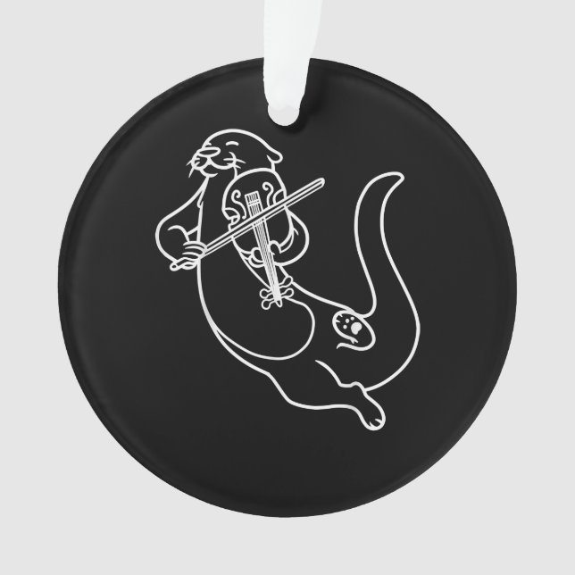 Violinist Otter Gift Playing Violin Viola Music Ornament (Front)