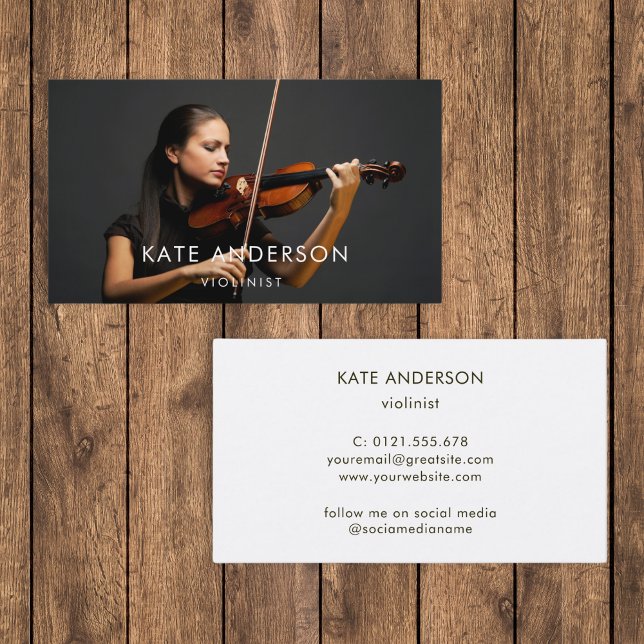 Violinist Photo Professional Musician Minimal  Business Card (Creator Uploaded)