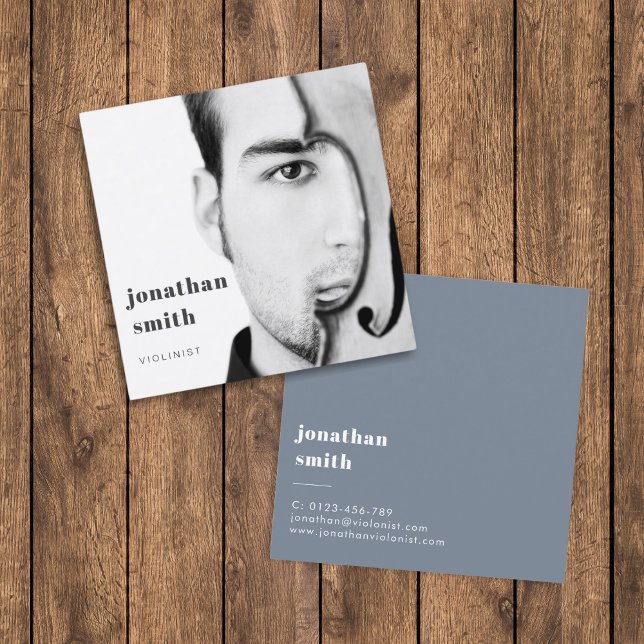 Violinist Photo Professional Musician Minimal  Square Business Card (Creator Uploaded)