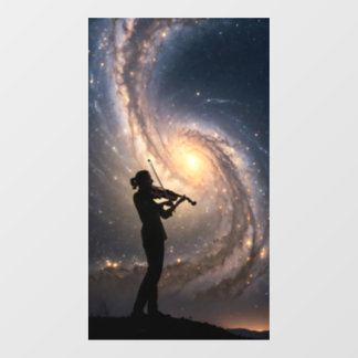 Violinist playing in the galaxy