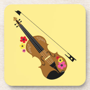 Violinist Pretty Floral Violin Coaster