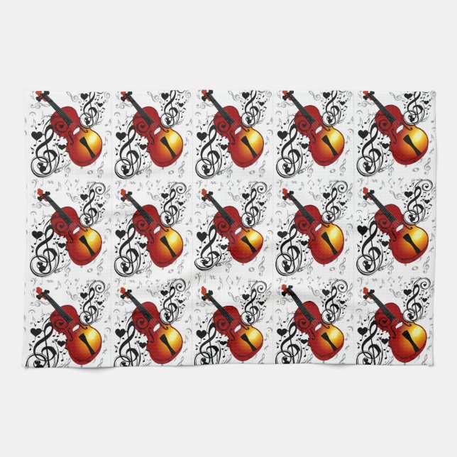 Violinist,Rock the House_ Tea Towel (Horizontal)