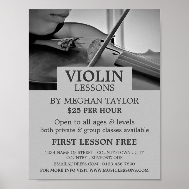 Violinist, Violin Lessons Advertising Poster (Front)