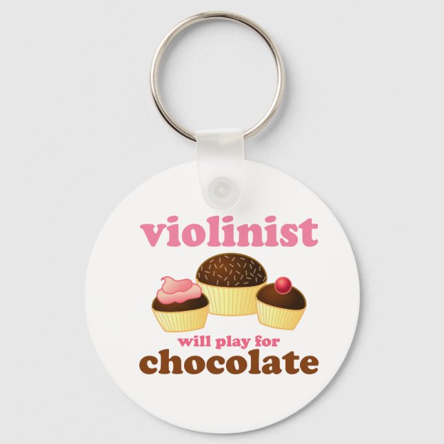 Violinist will Play for Chocolate Key Ring (Front)