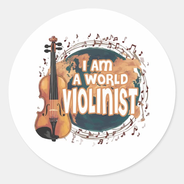 violinist world classic round sticker (Front)