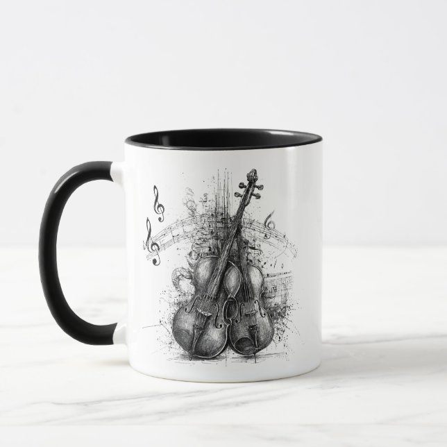 Violins and Musical Notes Mug (Left)