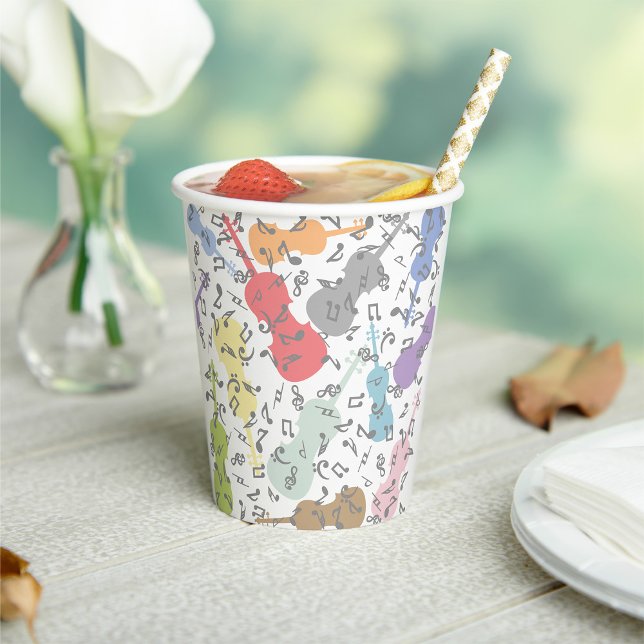 Violins And Musical Notes Paper Cups (Creator Uploaded)