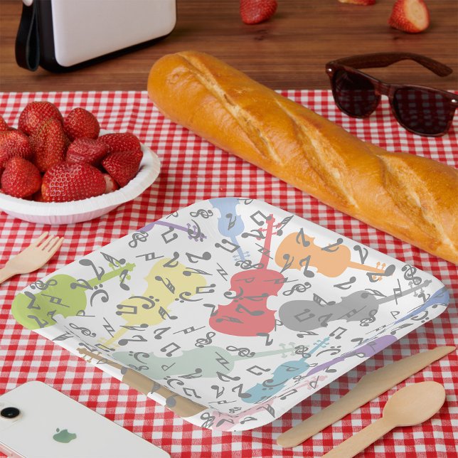 Violins And Musical Notes Paper Plate (Creator Uploaded)