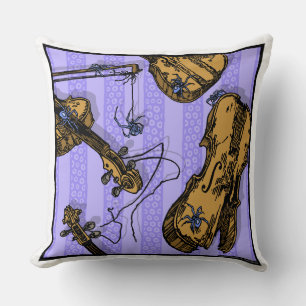 Violins and Spiders - Pop Goth Nightmare Square Cushion