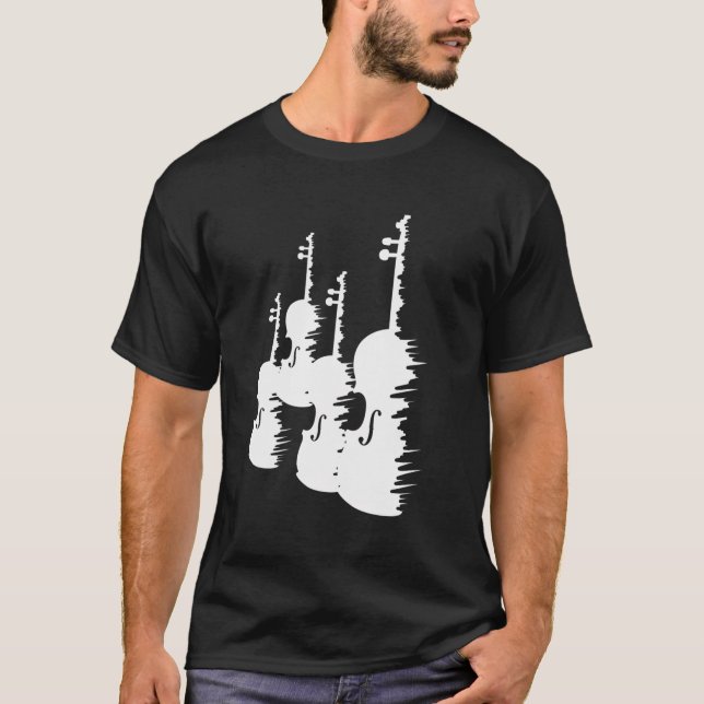 Violins Drawing Violin Enthusiast Fiddle T-Shirt (Front)
