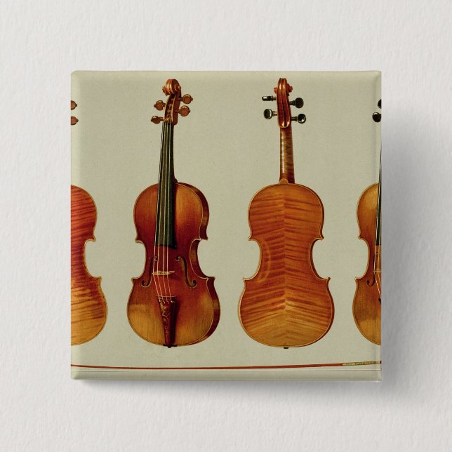 Violins (LtoR): the 'Alard' by Antonio Stradivariu 15 Cm Square Badge (Front)