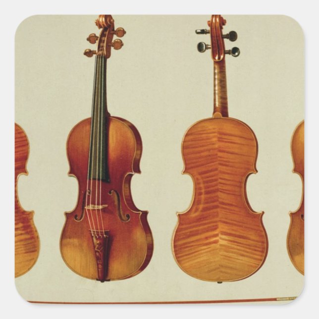 Violins (LtoR): the 'Alard' by Antonio Stradivariu Square Sticker (Front)