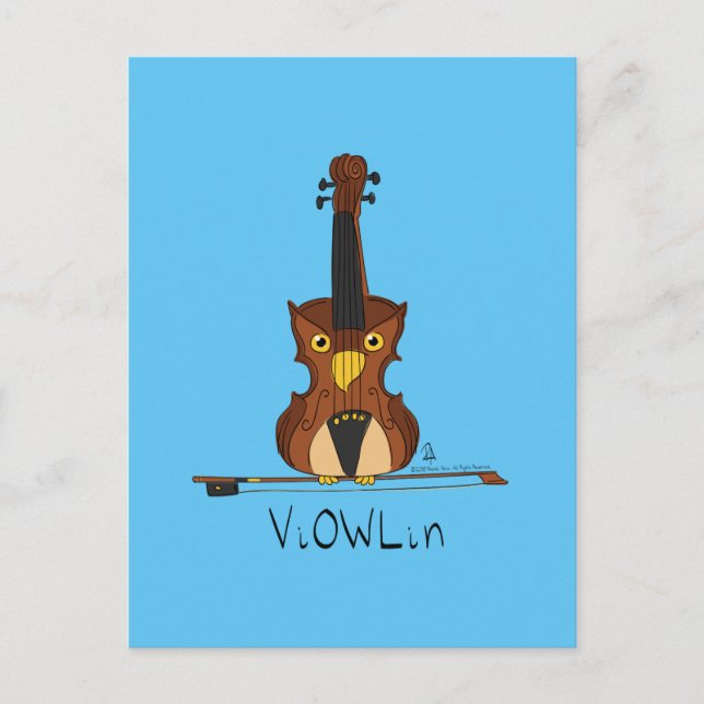 ViOWLin Violin Owl Music Postcard (Front)