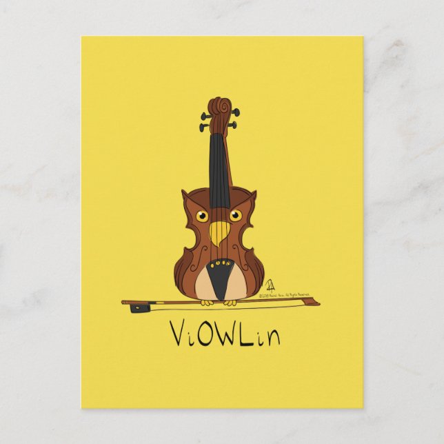 ViOWLin Violin Owl Music Postcard (Front)