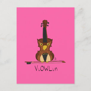 ViOWLin Violin Owl Music Postcard