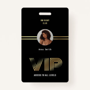VIP Access Member Gold Foil Photo Nighclub ID Badge