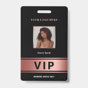 VIP Access Member only rose gold glam photo ID Badge