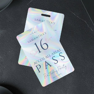 VIP Access Pass 16th Birthday Holographic ID Badge