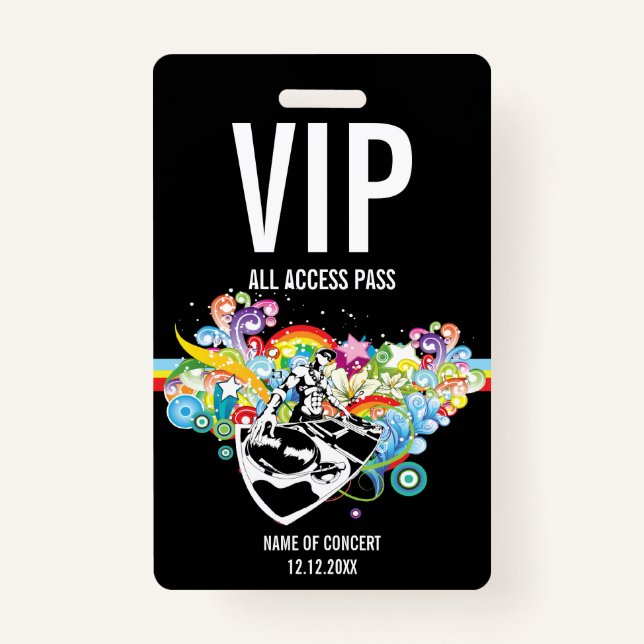 VIP All Access Concert Pass ID Badge (Front)