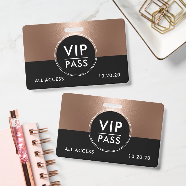 VIP All Access Event Metallic Rose Gold ID Badge (Office)