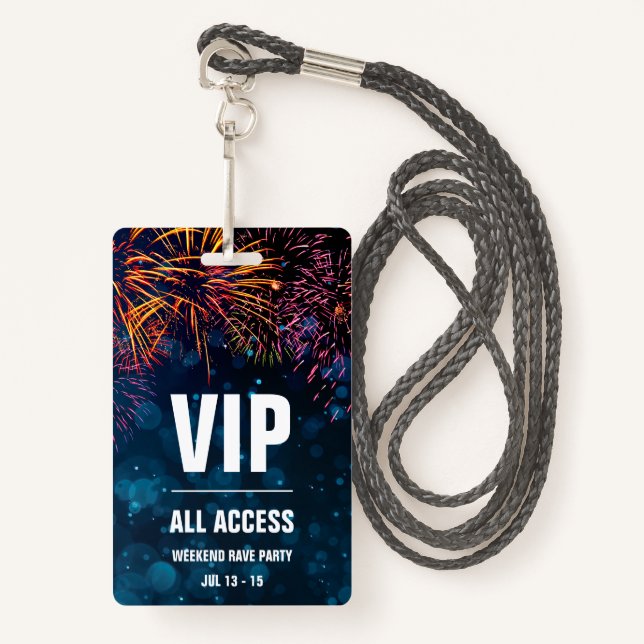 VIP All Access Event Pass | Fireworks Finale ID Badge (Front with Lanyard)
