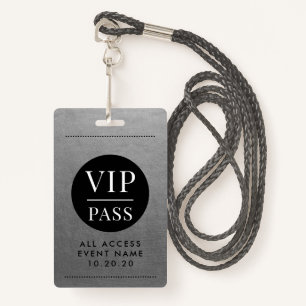 VIP All Access Event Silver Metallic Foil Gold ID Badge