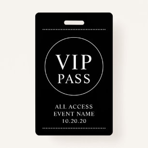 VIP All Access Event Simple Black White Badge ID Badge
