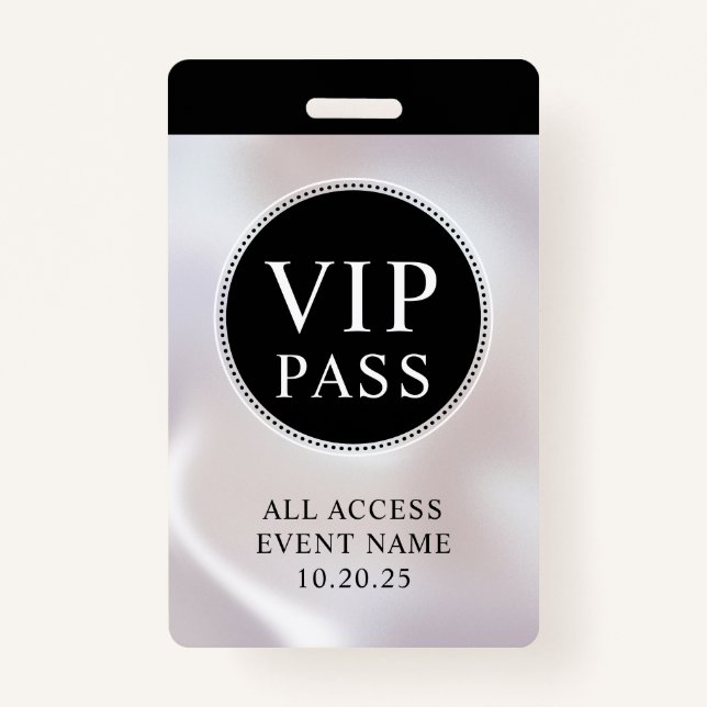 VIP All Access Event Simple Iridescent Pearl Badge ID Badge (Front)