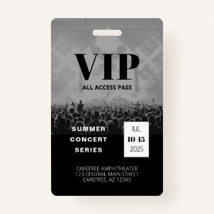 VIP All Access Multi Date Concert Badge ID Badge
