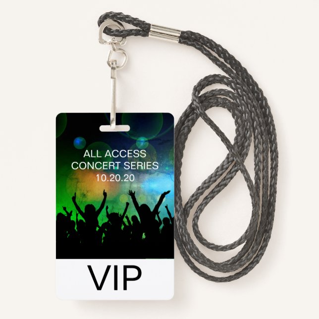 VIP All Access Name Custom Concert Badge ID Badge (Front with Lanyard)