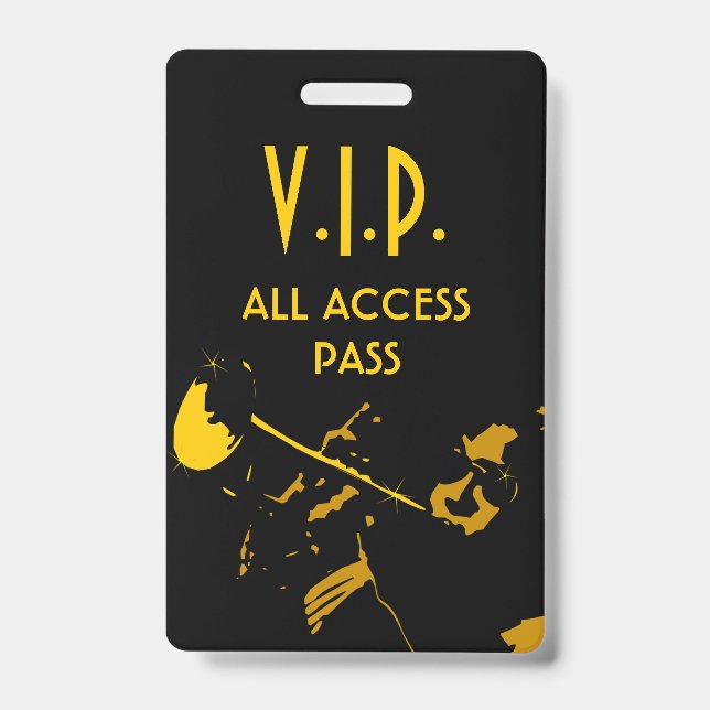 VIP All Access Pass at Musical Event Vertical Badg ID Badge (Front)