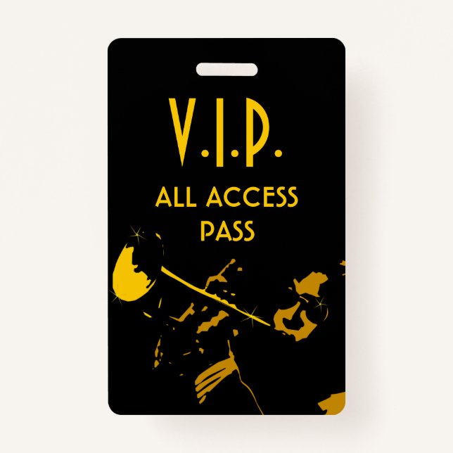 VIP All Access Pass at Musical Event Vertical ID Badge (Front)