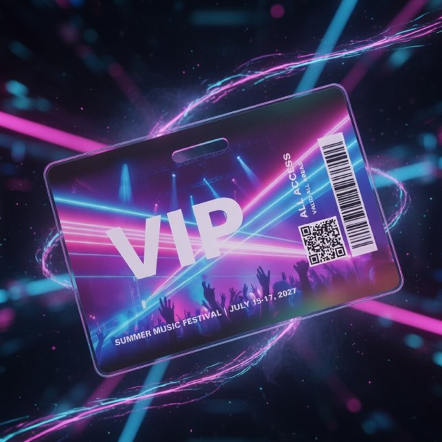 VIP All Access Pass Badge Template Neon Glow ID Badge (Creator Uploaded)