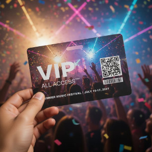 VIP All Access Pass Badge Template with QR Code  ID Badge
