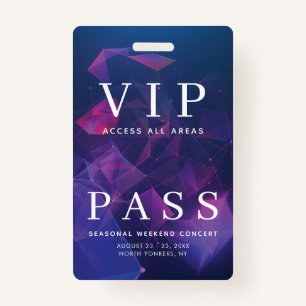 VIP All Access Pass Concert Backstage Geometric ID Badge