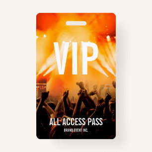 VIP All Access Pass Concert Event ID Badge